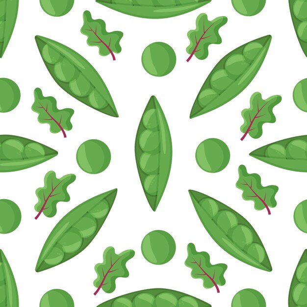 葉とハーブと新鮮な甘い有機緑豆とのシームレスなベクトルパターン