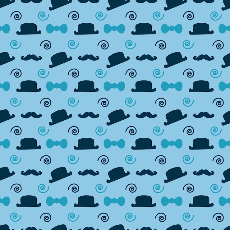 Vector seamless vector pattern with glasses cap womans lips and crown