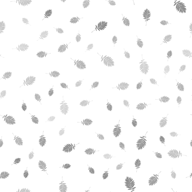 Бесшовный векторный рисунок с серыми листьями разного размера на белом фоне монохромная текстура для постельного белья обои плитка одежда скатерти