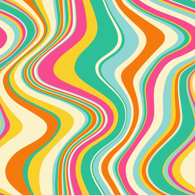 Seamless vector pattern with groovy psychedelic weaves.