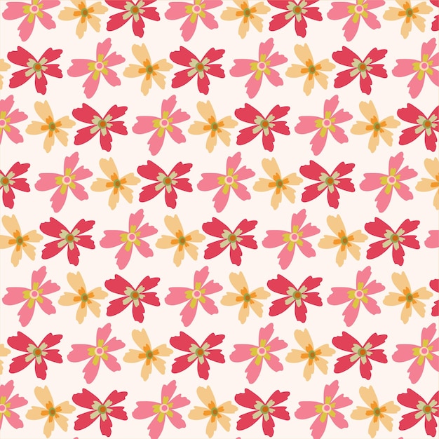 Seamless vector pattern with isolated colorful plants flowers pattern for wallpaper