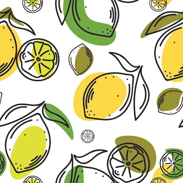 Seamless vector pattern with lemon and lime.