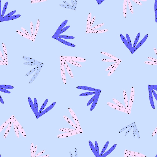 Seamless vector pattern with night fairy flowers in doodle style