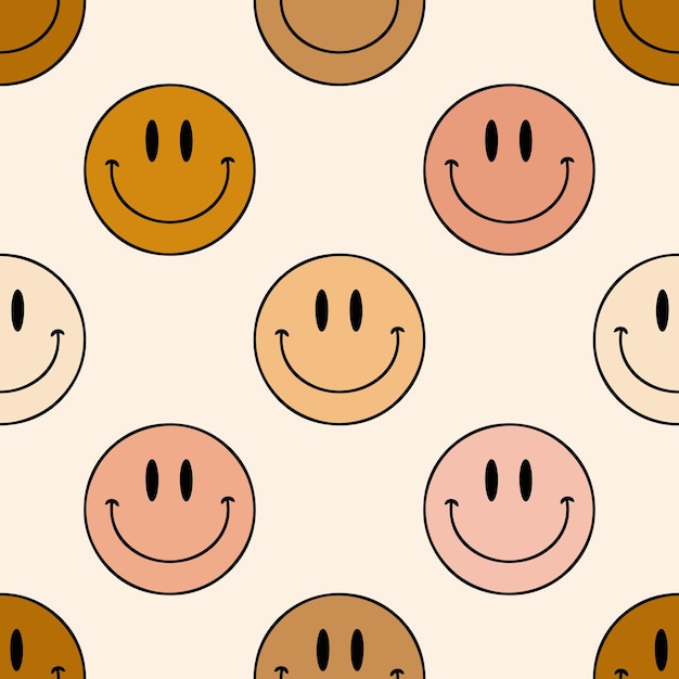 Vector seamless vector pattern with smiling emoji faces.