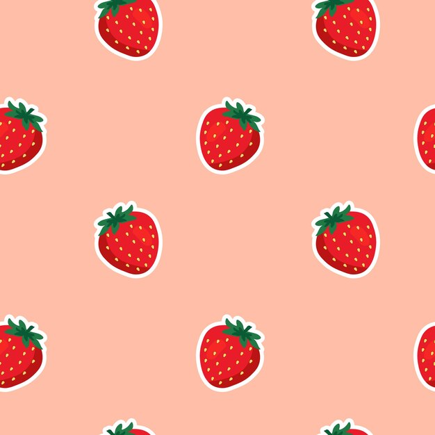 Seamless vector pattern with strawberry on a pink background suitable for the design of textile fabric wrapping paper and wallpaper for websites vector illustration