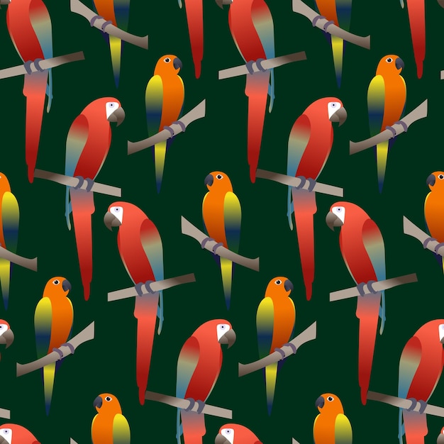 Seamless vector pattern with white parrots square template