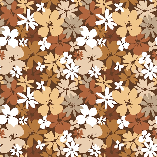 Seamless vector pattern with wildflower silhouettes.