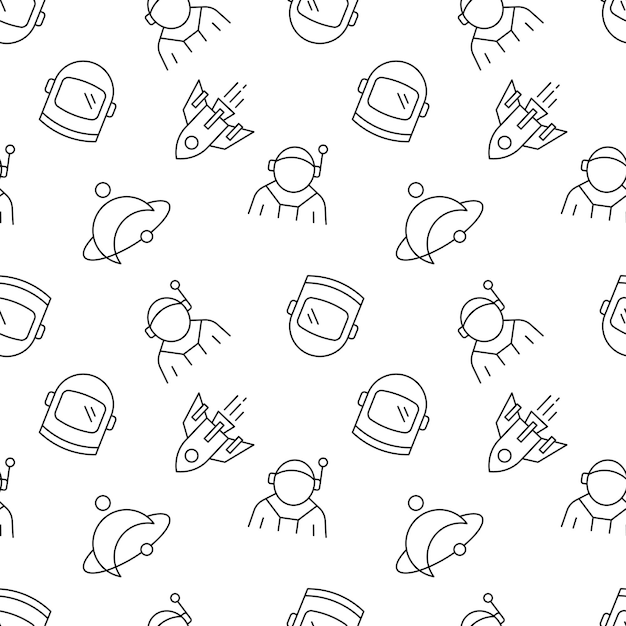 Seamless vector repeating pattern of astronaut helmet spacecraft helmet