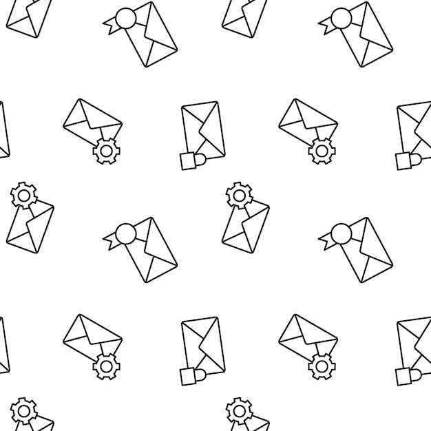 Vector seamless vector repeating pattern of different envelops is made of line icons
