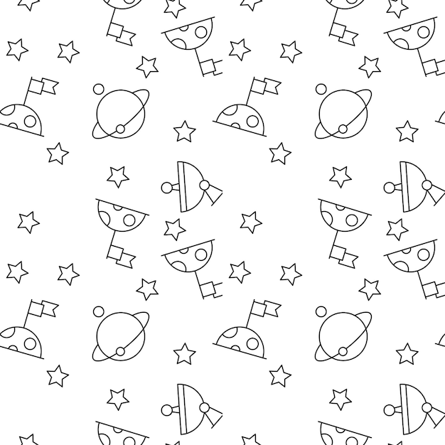 Vector seamless vector repeating pattern of planet the moon radar star it can be used for web sites apps