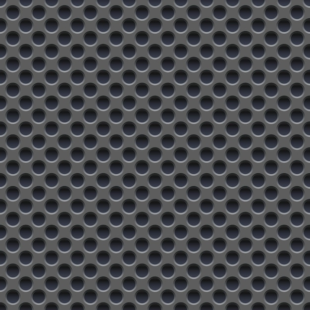 Seamless vector wallpaper of perforated gray metal plate. Vector design