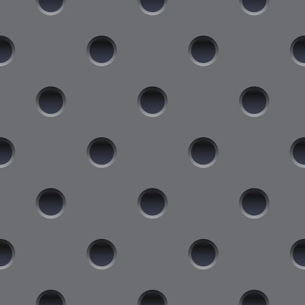 Seamless vector wallpaper of perforated gray metal plate. Vector design