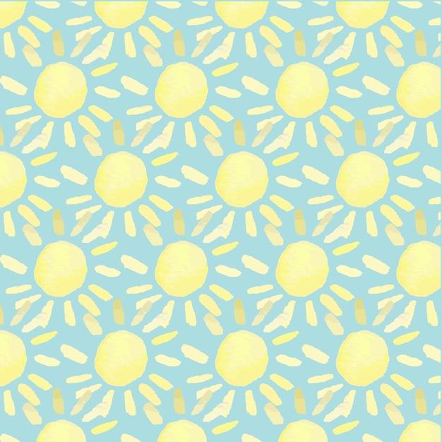 Seamless vector watercolor sun pattern.