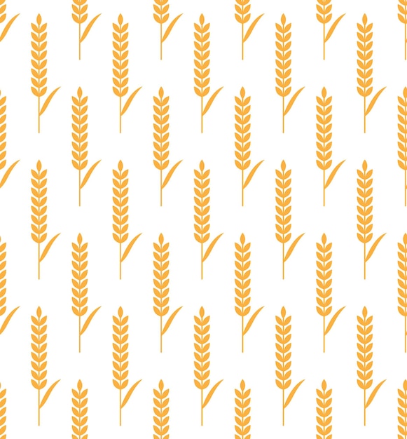 Seamless vector wheat ears pattern Brown background