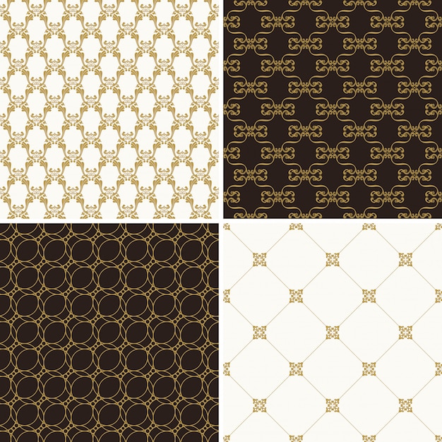 Seamless vintage floral gold and black pattern, victorian style