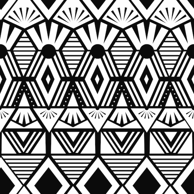 Vector seamless vintage pattern with ethnic and tribal motifs