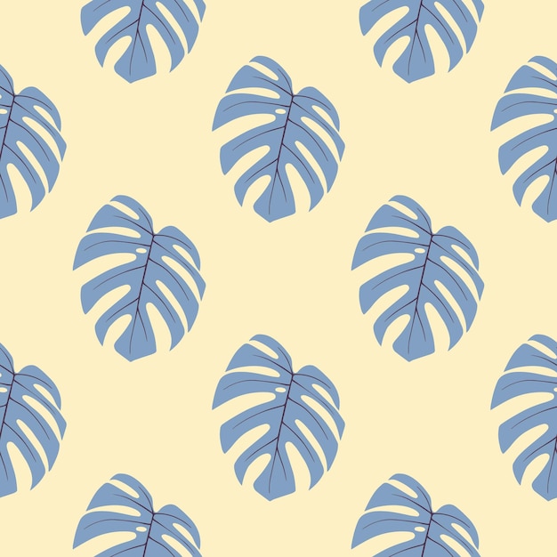 Vector seamless vintage pattern with monstera tropical leaves.