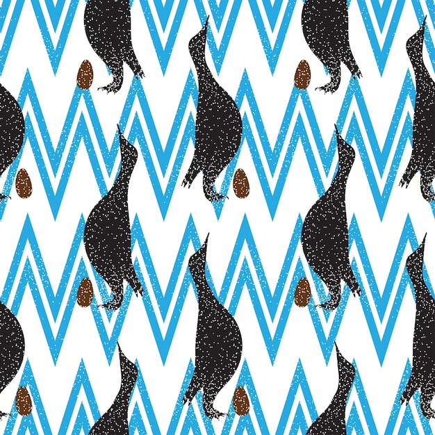 Seamless vintage pattern with penguin