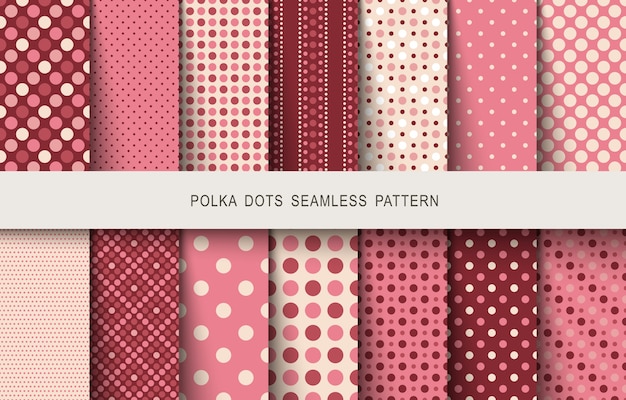 Seamless vintage patterns polka dots set