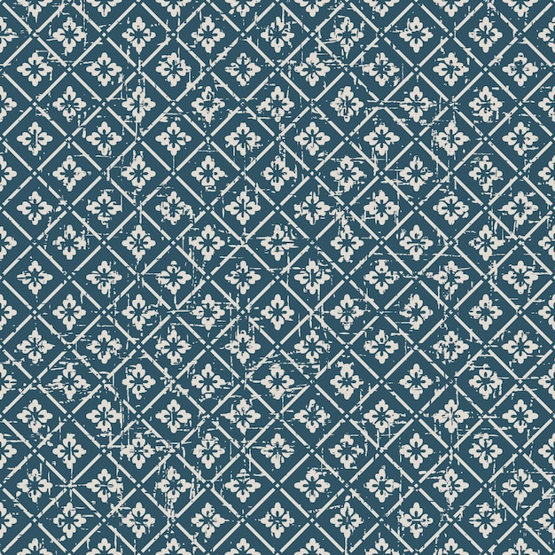 Seamless vintage worn out flower check pattern  