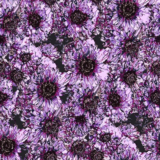 Seamless violet chrysantemum pattern design. vector illustration