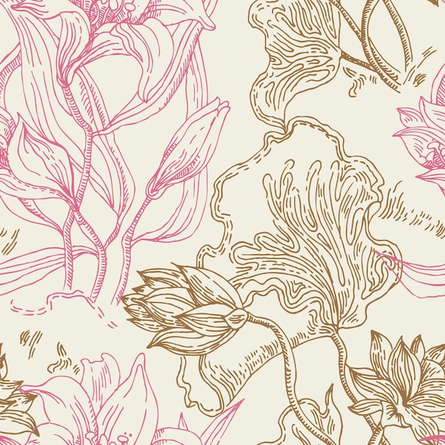 花とのシームレスな壁紙パターン