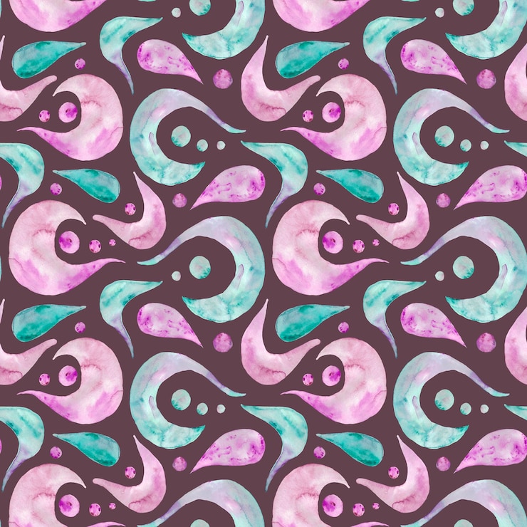 Vector seamless watercolor abstract pattern handdrawn illustration for fabric wrapping paper decoupage