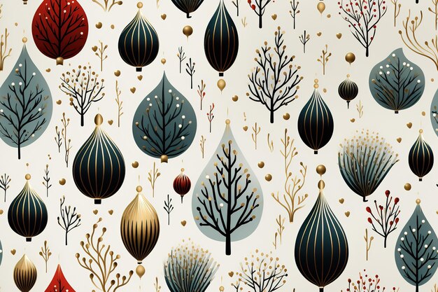 Seamless watercolor autumn Christmas pattern Vector art illustration abstract autumn forest