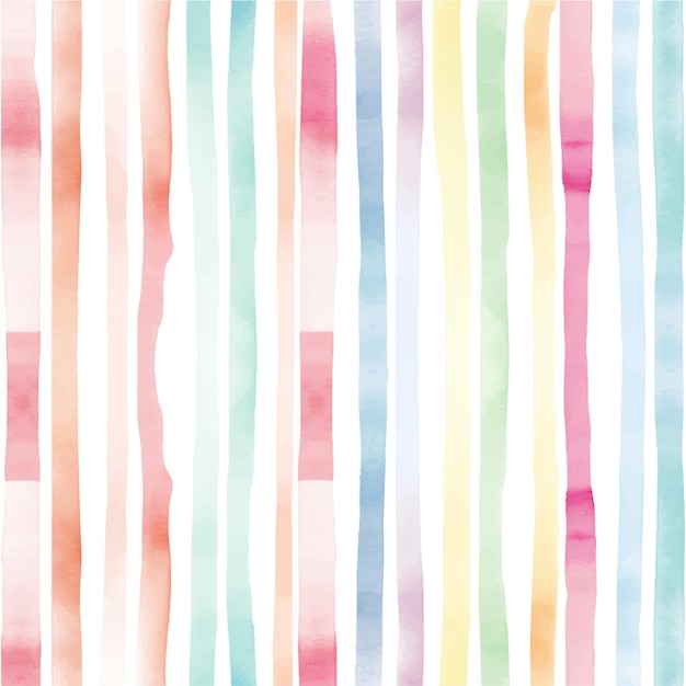 Vector seamless watercolor cute childish pastel tone lines white background