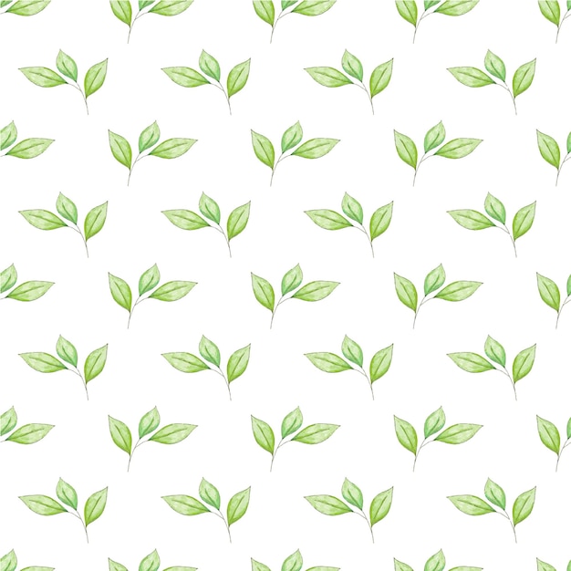 Seamless watercolor leaf pattern. A hand-drawn botanical illustration.