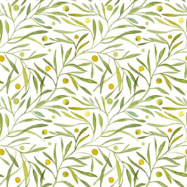 Seamless watercolor leaf pattern A handdrawn botanical illustration