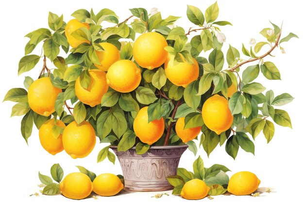水彩のパターン: レモンの境界線黄色いレモンの花と葉