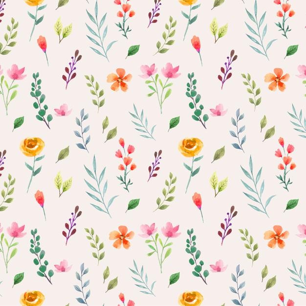 Seamless watercolor pattern floral and leaves