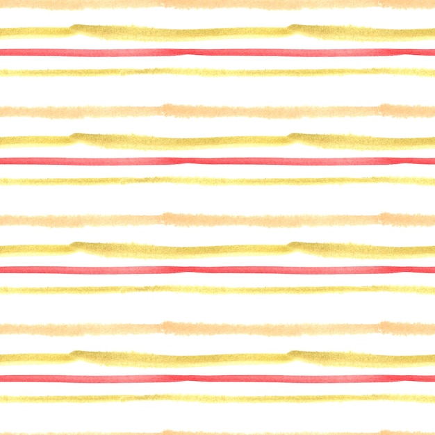 Seamless watercolor pattern with yellow and red stripes