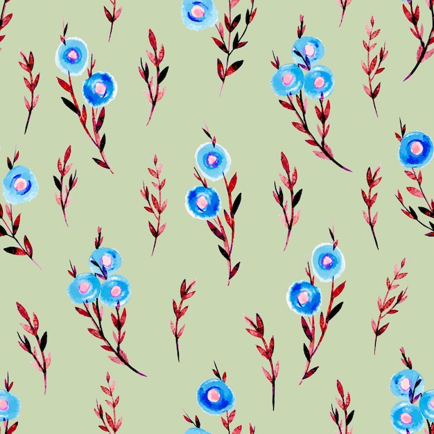 Seamless watercolor vintage pattern with flowers