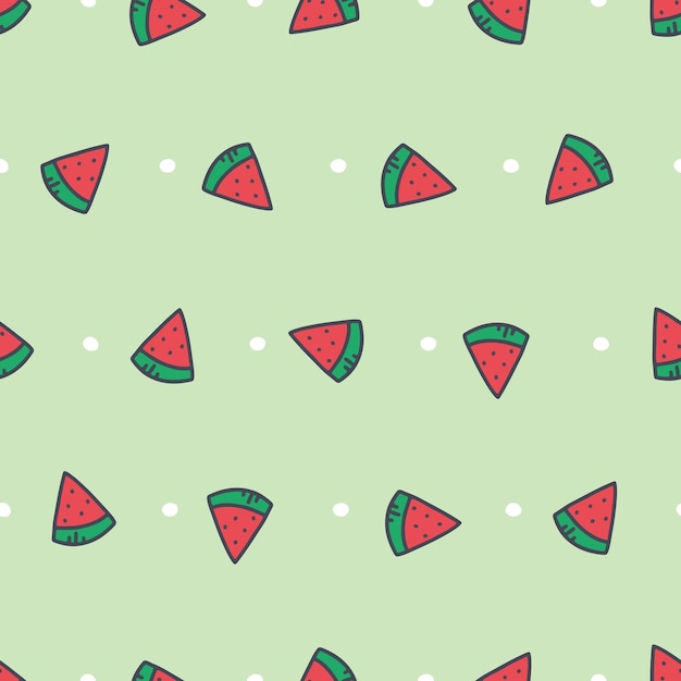 Vector seamless watermelon slice pattern flat icon can be used for fabric textile wallpaper background