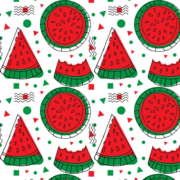 Vector seamless watermelons pattern. vector background. flat design.