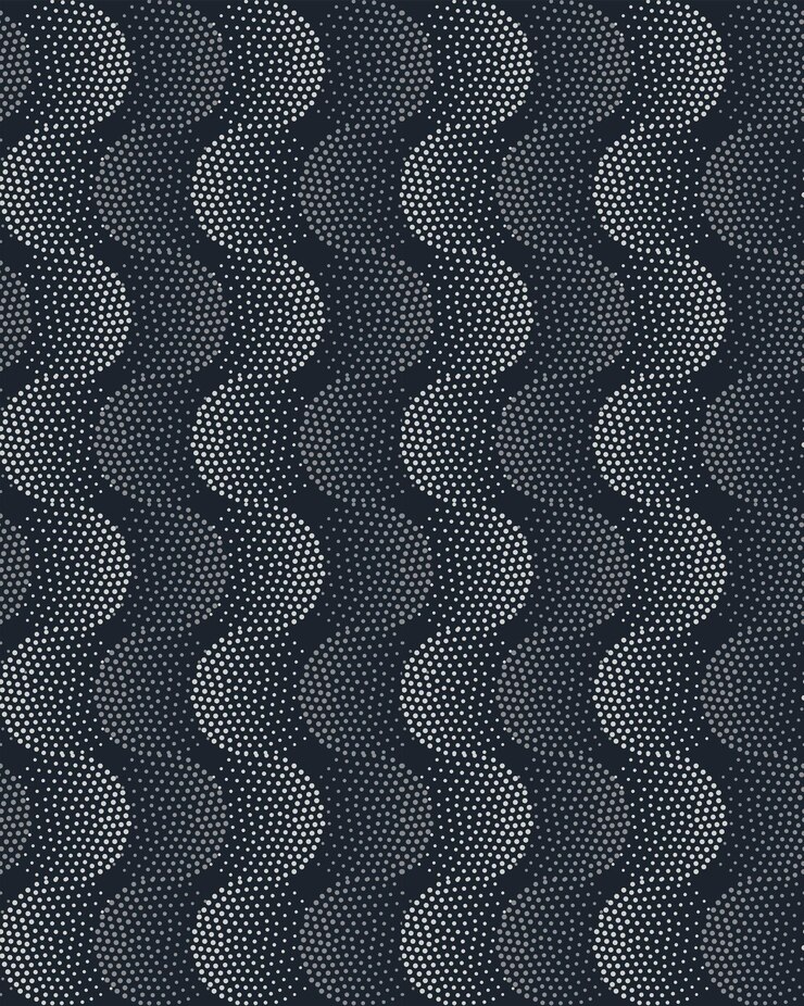 Vector seamless wave dot pattern on black background
