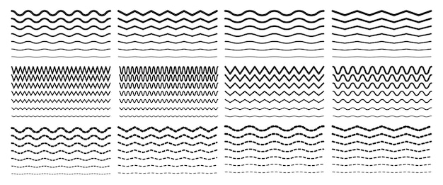 Seamless wavy zigzag line set