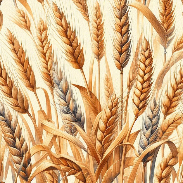 seamless wheat pattern colorful nature texture vector