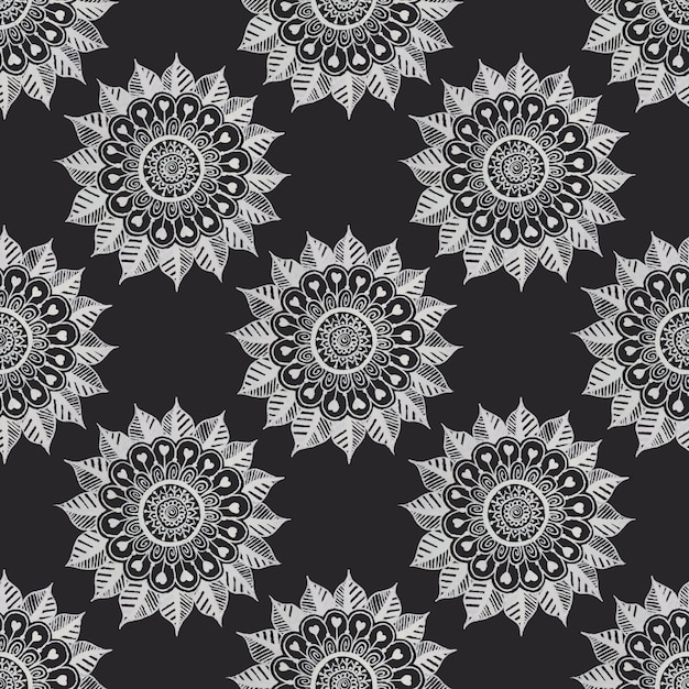 Seamless White Floral Mandala Pattern