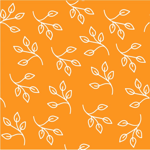 Vector seamless white leaves isolated on mustard background