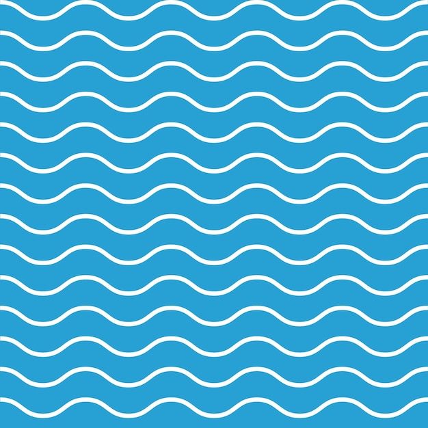 Seamless White Wave Pattern On Blue Background