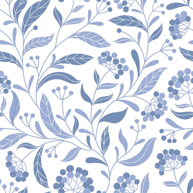 Vector seamless winter floral pattern with branches and berries pastel palette white background ideal for fabric textiles packaging