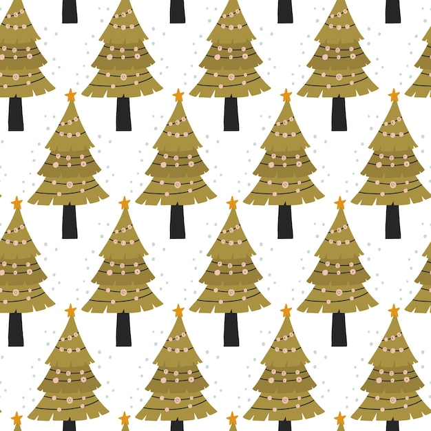 Seamless winter pattern Christmas tree pine