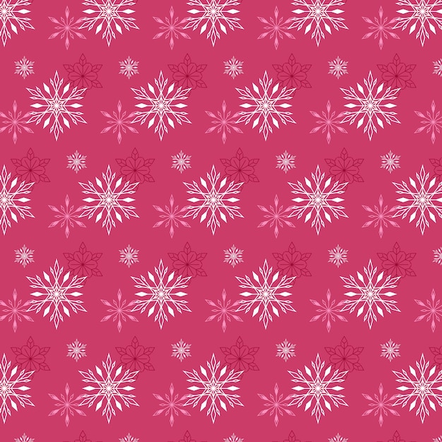 Vector seamless winter pattern with snowflakes on a pink background pattern in samples christmas and new year pattern