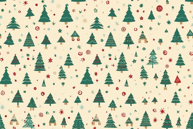 Vector seamless winter pattern with spruce and trees vector illustration