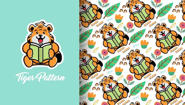 Seamless with cute tiger pattern