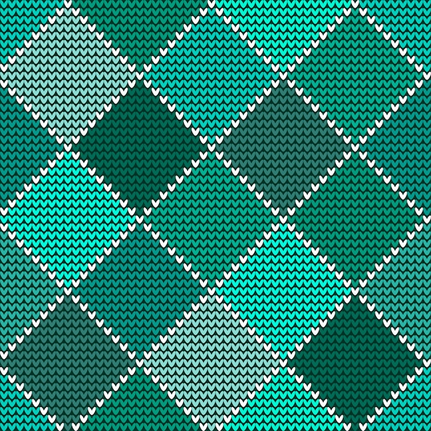 Seamless woolen knitted pattern Green Harlequin