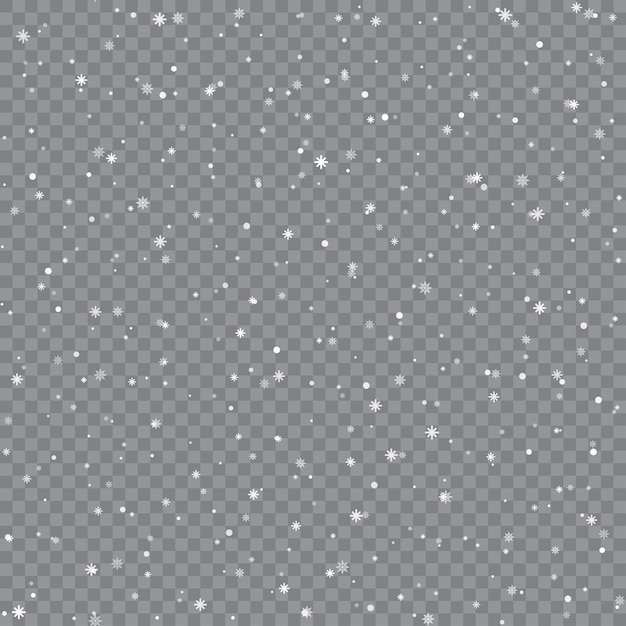 Vector seamless xmas pattern with falling snowflakes on transparent background vector illustration